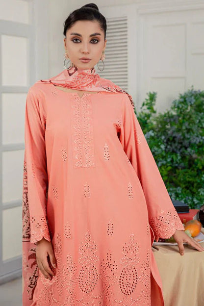 SAFWA FLORAL 3PC Dhanak Embroidered Shirt With Digital Printed Shawl-2003 - QQ