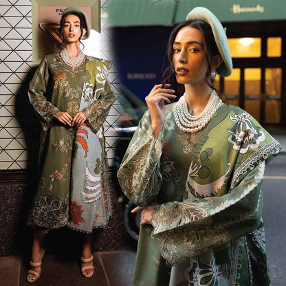 MUSHQ Dhanak 3PC Embroidered With Digital Printed Wool Shawl-103 - QQ