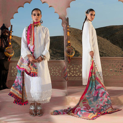Warda Saleem Dhanak 3PC Chikankari Embroidered With Digital Printed Wool Shawl-104 - QQ