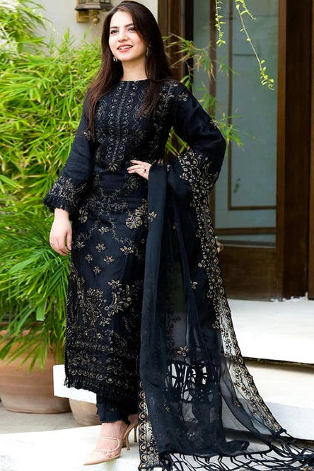 Lawn 3PC Embroidered Shirt with Organza Embroidered Dupatta- 5012