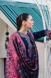 Dhanak-3PC Embroidered Shirt with Digital Printed Wool Shawl -3122 - QQ