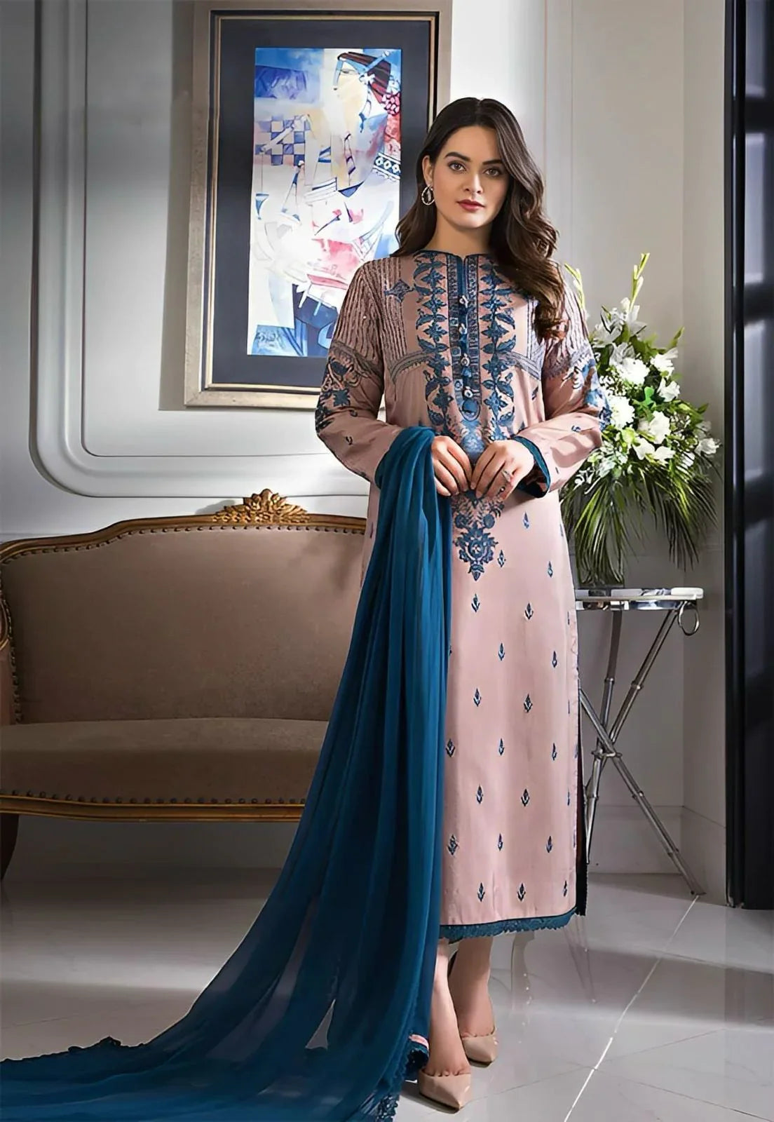 Dhanak 3PC Embroidered Q0341