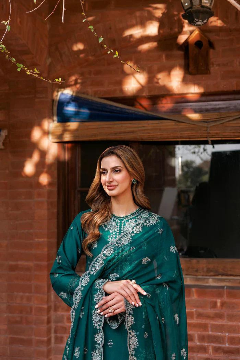 3PC Dhanak Embroidered Shirt with printed funcy dupatta Q0953