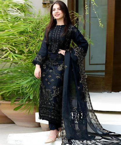 Linen 3PC Embroidered-842 - QQ