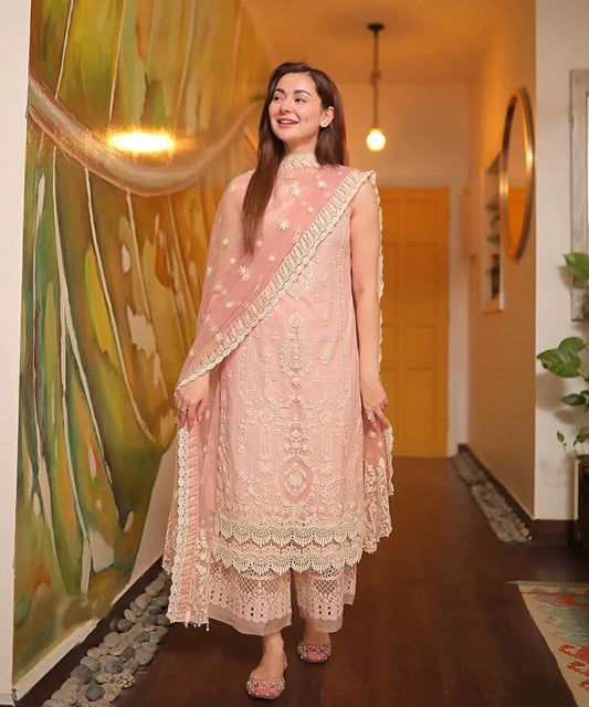 Dhanak-3PC Embroidered With Organza Embroidered Dupatta-3116