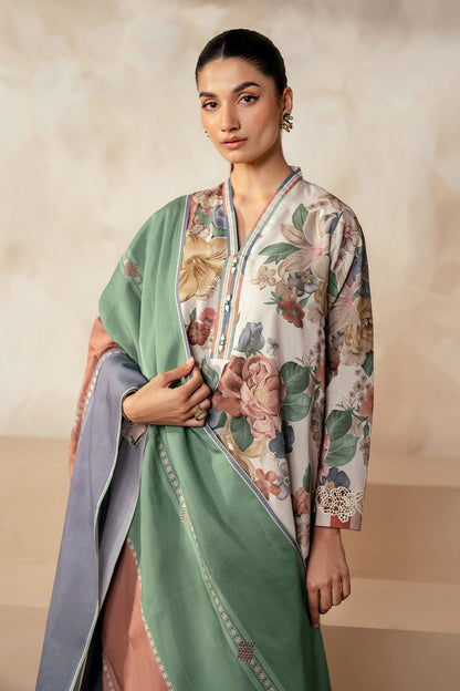 BAROQUE 3PC KARANDI PRINTED SHIRT WITH KARANDI PRINTED DUAPTTA AND TROUSER - 1705 - QQ