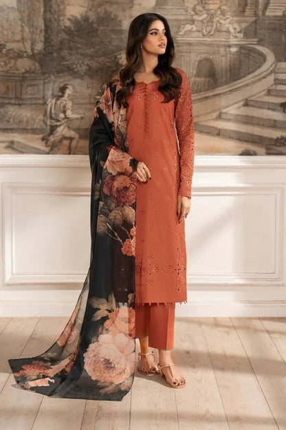 Lawn-3PC Embroidered Shirt with Digital Printed Chiffon Dupatta-5072 - QQ