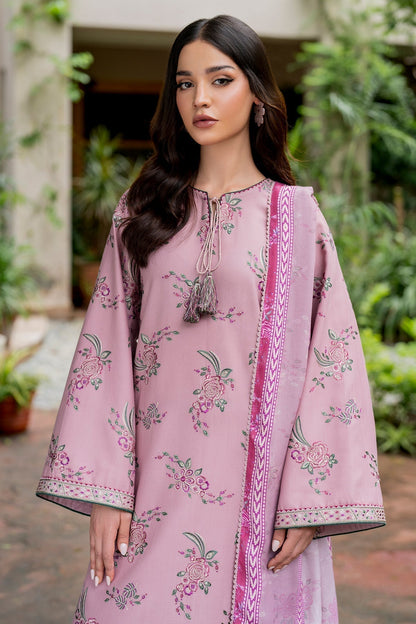 JAZMIN 3PC Dhanak Embroidered Shirt With Digital Printed Shawl-288 - QQ