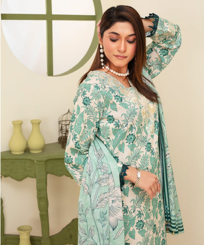 CREATION KHADDAR 3PC WITH KHADDAR PRINTED SHIRT & TROUSER-906 - QQ