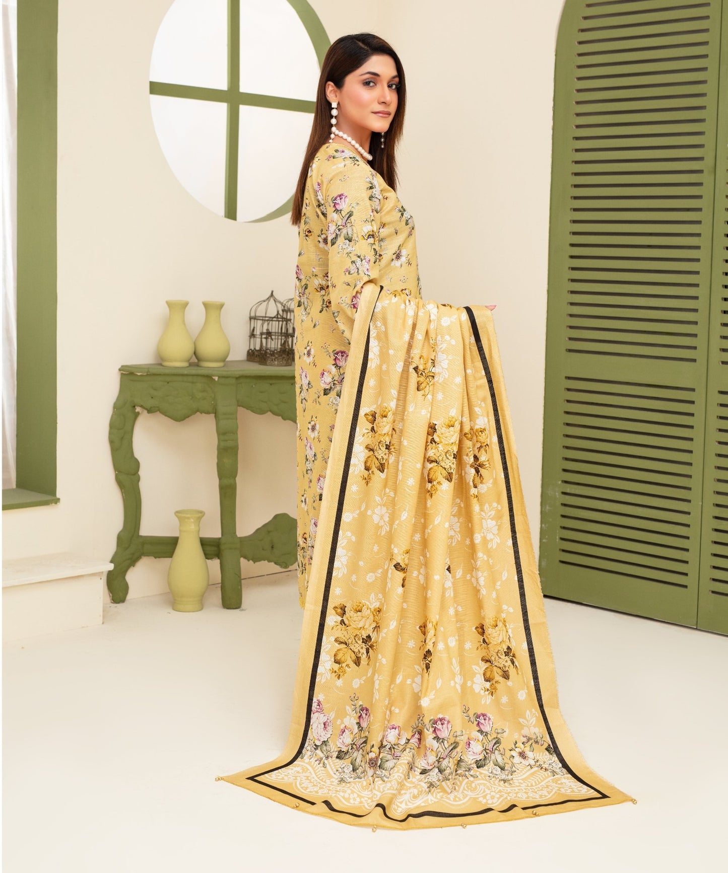 CREATION KHADDAR 3PC WITH KHADDAR PRINTED SHIRT & TROUSER-912 - QQ