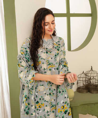 CREATION KHADDAR 3PC WITH KHADDAR PRINTED SHIRT & TROUSER-915 - QQ