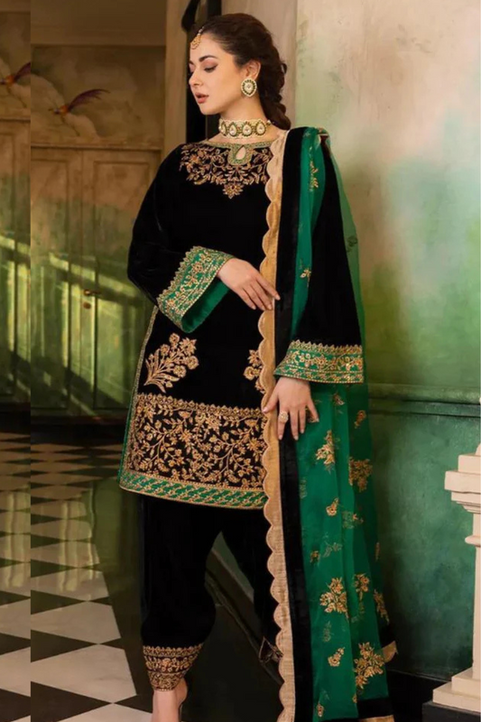 Zainab Chottani Velvet 3PC Embroidered JZ-953