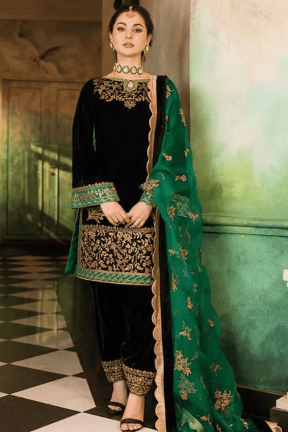 Zainab Chottani Velvet 3PC Embroidered JZ-953 - QQ
