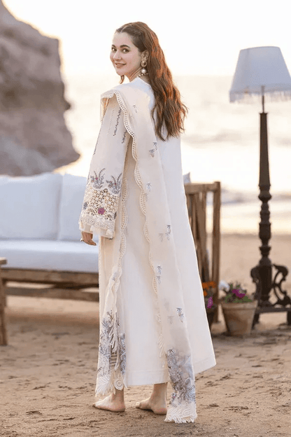 QALAMKAR 3PC Lawn Embroidered Shirt With Organza Embroidered Dupatta- 5013 - QQ