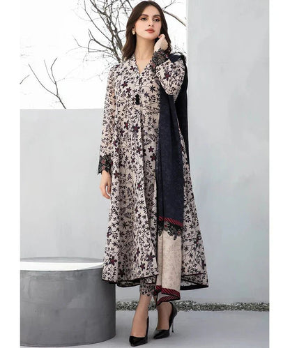 BAROQUE 3PC KARANDI PRINTED SHIRT WITH KARANDI PRINTED DUAPTTA AND TROUSER-802 - QQ