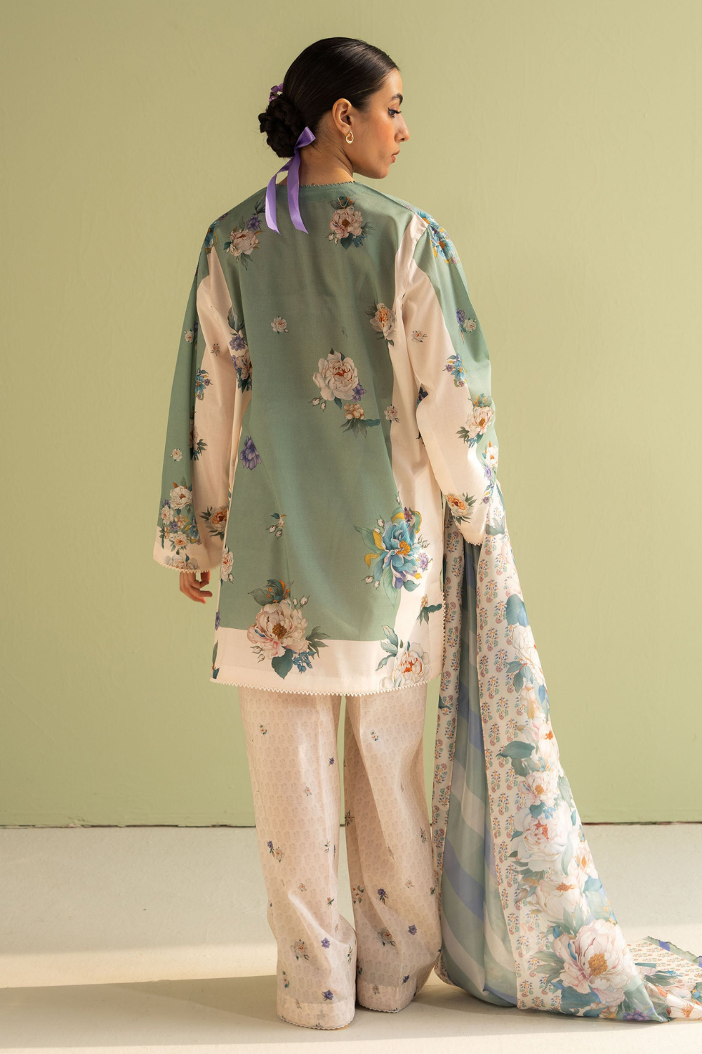 Zara ShahJahan 3PC Printed Lawn Shirt With Voile Printed Dupatta CO-496