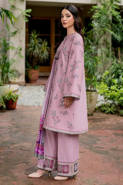 JAZMIN 3PC Dhanak Embroidered Shirt With Digital Printed Shawl-288 - QQ