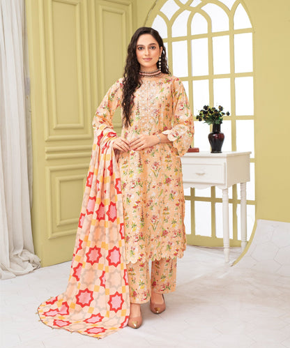 CREATION KHADDAR 3PC WITH KHADDAR PRINTED SHIRT & TROUSER-904 - QQ