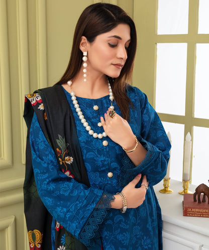 CREATION KHADDAR 3PC WITH KHADDAR PRINTED SHIRT & TROUSER-909 - QQ