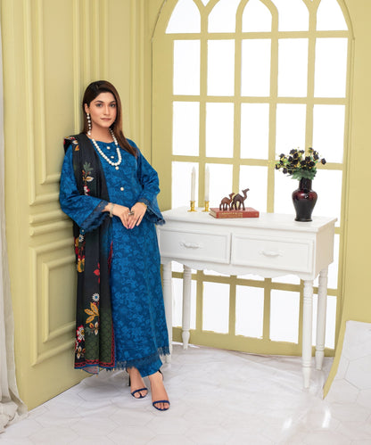CREATION KHADDAR 3PC WITH KHADDAR PRINTED SHIRT & TROUSER-909 - QQ
