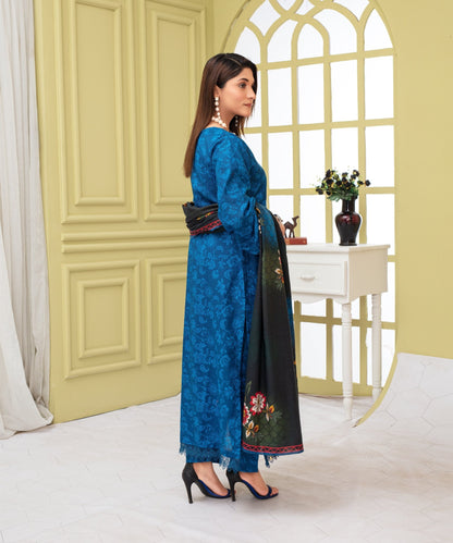 CREATION KHADDAR 3PC WITH KHADDAR PRINTED SHIRT & TROUSER-909 - QQ