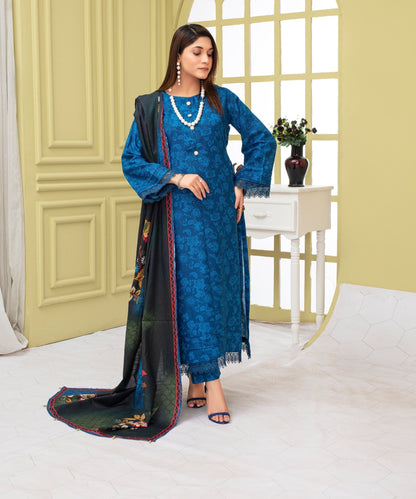 CREATION KHADDAR 3PC WITH KHADDAR PRINTED SHIRT & TROUSER-909 - QQ