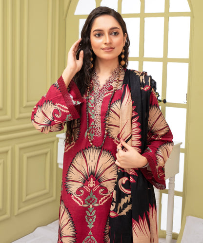 CREATION KHADDAR 3PC WITH KHADDAR PRINTED SHIRT & TROUSER-920 - QQ
