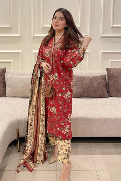 3PC LAWN PRINTED SHIRT WITH VOILE PRINTED DUAPTTA -4009