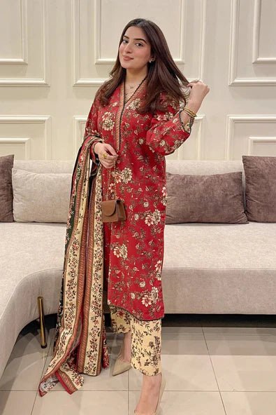 3PC LAWN PRINTED SHIRT WITH VOILE PRINTED DUAPTTA -4009 - QQ
