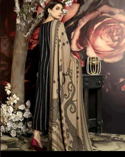 Lawn 3PC Embroidered With Digital Printed Jauqard Dupatta-5017 - QQ