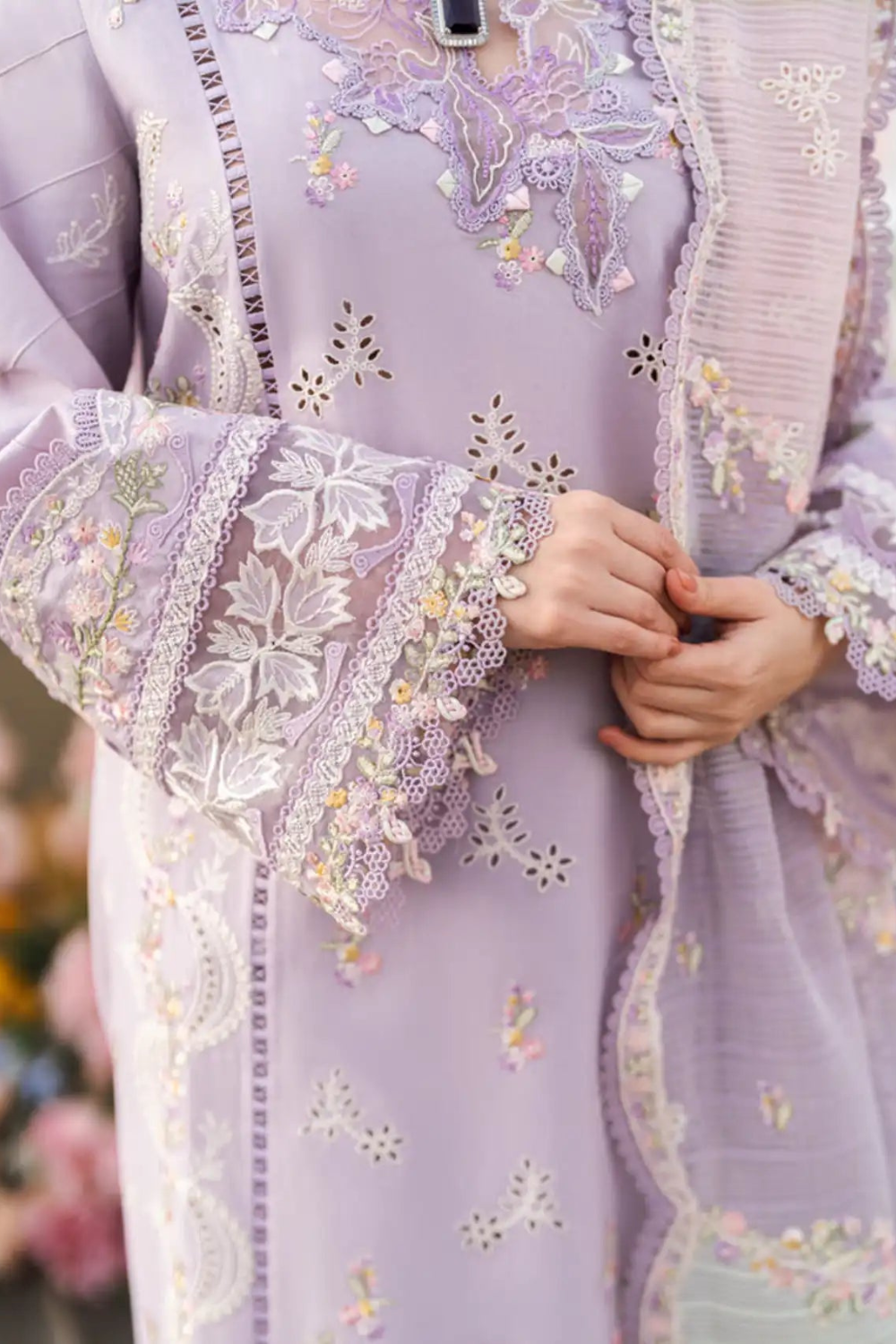 Lawn-3PC Embroidered Shirt with Organza Embroidered Dupatta-1255