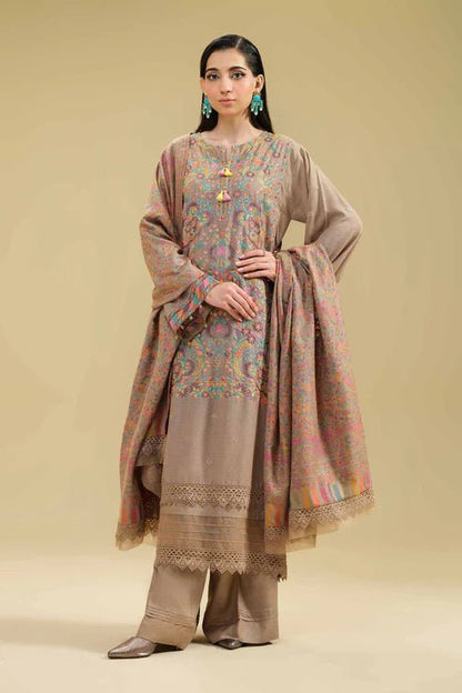 Lawn-3PC Embroidered Shirt With Digital Printed Jauqard Dupatta-5153 - QQ