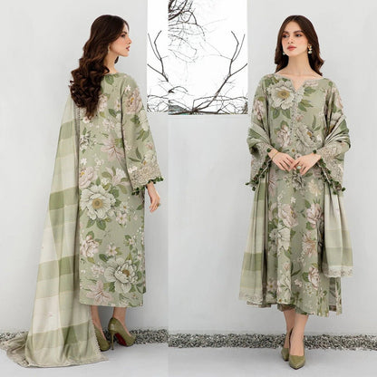 BAROQUE 3PC KARANDI PRINTED SHIRT WITH KARANDI PRINTED DUAPTTA AND TROUSER-801 - QQ