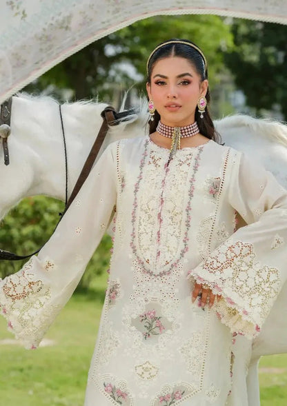Lawn-3PC Chikankari Embroidered With Digital Printed Jacquard Dupatta-5202 - QQ