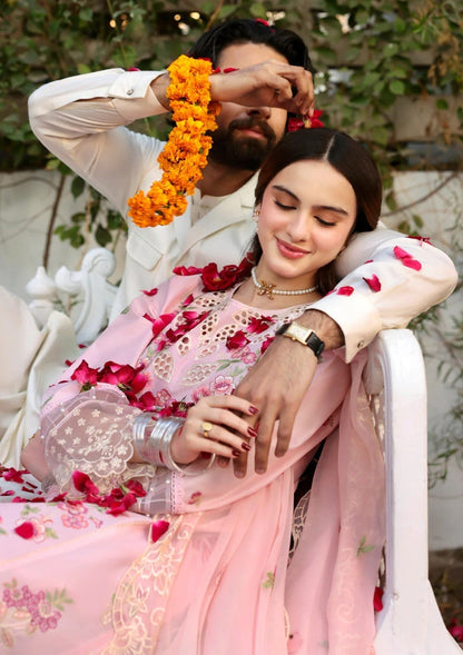 Lawn-3PC Embroidered Shirt with Organza Embroidered Dupatta- 1367 - QQ