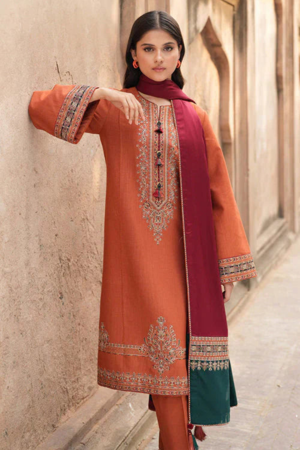 Lawn-3PC Embroidered Shirt with Digital Printed Jacquard Dupatta- 1214