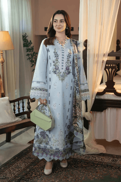 Dhanak-3PC Embroidered Shirt with Digital Printed Wool Shawl-3313 - QQ