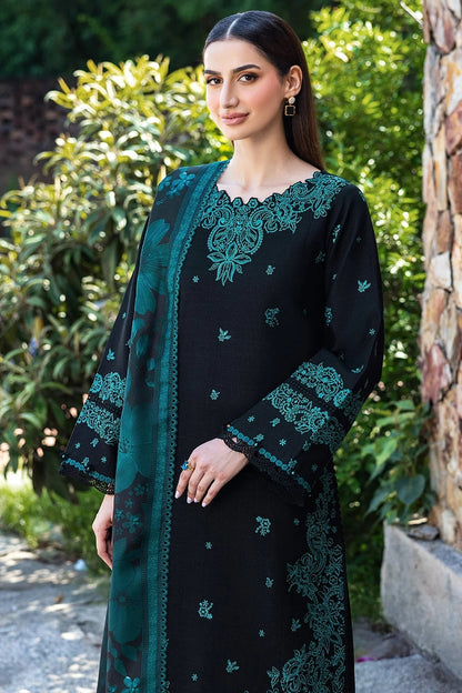Lawn-3PC Embroidered Shirt with Digital Printed Jauqard Dupatta- 5098 - QQ