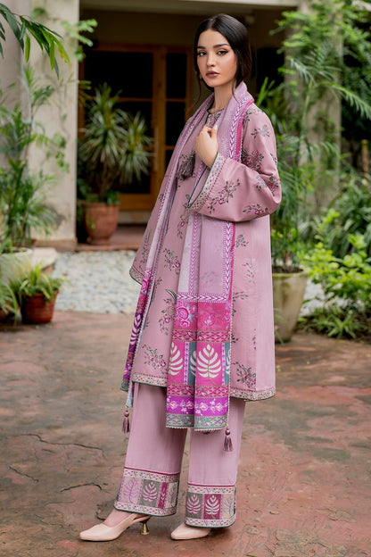 JAZMIN 3PC Dhanak Embroidered Shirt With Digital Printed Shawl-288 - QQ