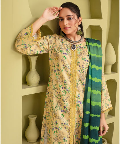 CREATION KHADDAR 3PC WITH KHADDAR PRINTED SHIRT & TROUSER-901 - QQ
