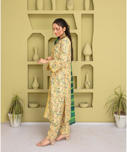 CREATION KHADDAR 3PC WITH KHADDAR PRINTED SHIRT & TROUSER-901 - QQ