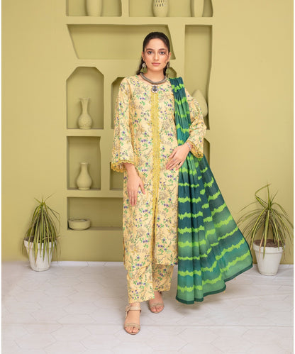 CREATION KHADDAR 3PC WITH KHADDAR PRINTED SHIRT & TROUSER-901 - QQ
