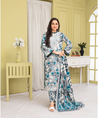CREATION KHADDAR 3PC WITH KHADDAR PRINTED SHIRT & TROUSER-916 - QQ