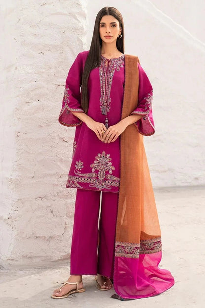 Dhanak-3PC Embroidered Shirt with Digital Printed Wool Shawl -3371 - QQ