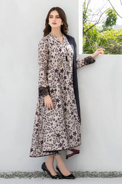 BAROQUE 3PC KARANDI PRINTED SHIRT WITH KARANDI PRINTED DUAPTTA AND TROUSER-802 - QQ