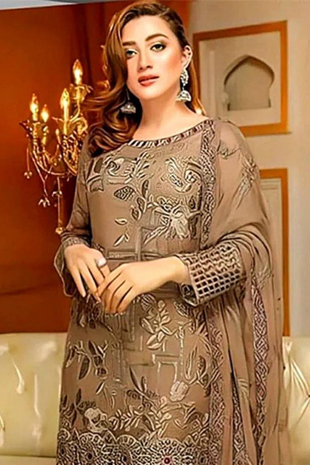 3PC Lawn Embroidered Q414