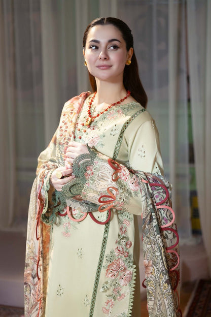 Lawn-3PC Embroidered Shirt with Digital Printed Jacquard Dupatta-1428 - QQ