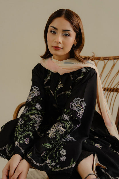 Lawn-3PC Embroidered Shirt with Digital Printed Jacquard Dupatta-1384 - QQ