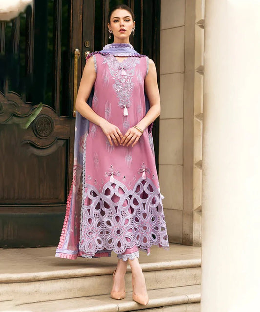 Dhanak-3PC Embroidered Shirt with Digital Printed Wool Shawl - 662 - QQ