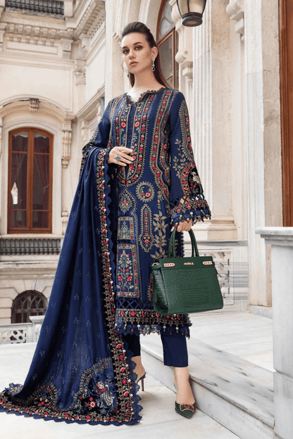 Dhanak 3PC Embroidered Shirt with Dhanak Embroidered Dupatta-3384 - QQ